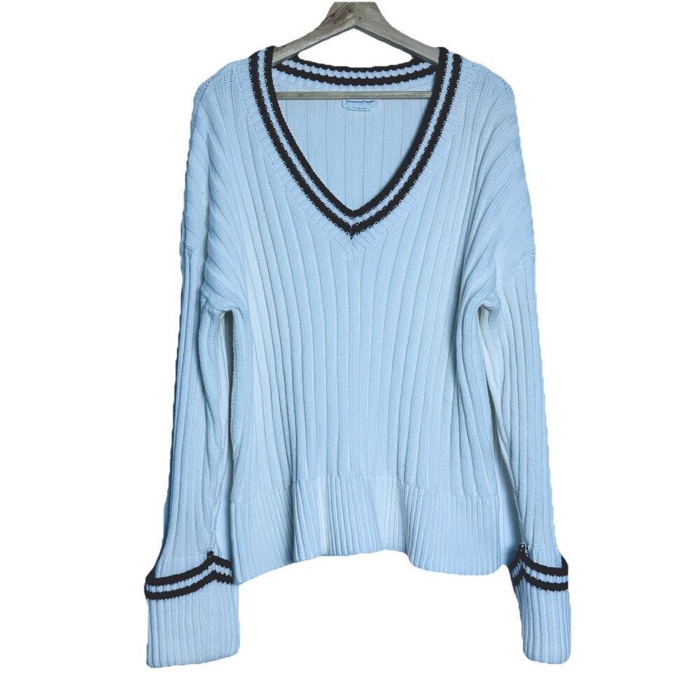 Lovers And Friends 'Danil' White And Black V Neck Sweater Size M Wool Casual - Picture 5 of 11